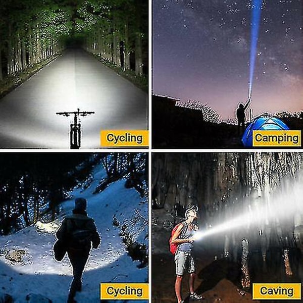 LED Superkirkas Zoom-Taskulamppu Tehokas Leirintälamppu Poliisilamppu Latautuva