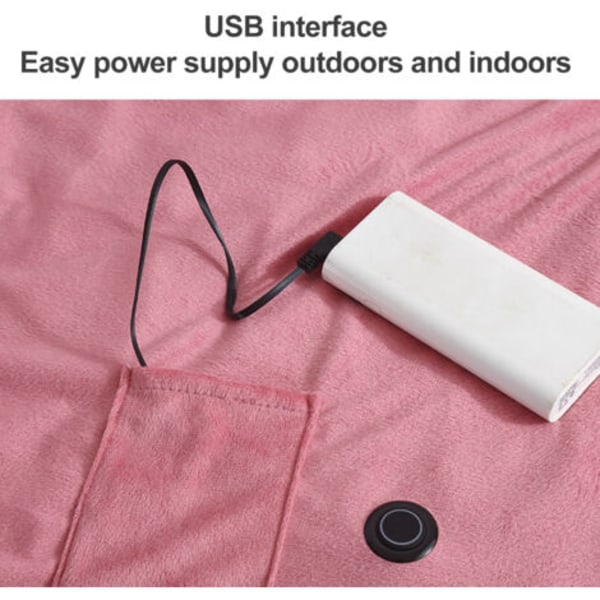 Bærbar elektrisk USB varmeteppe med timerfunksjon og 3-trinnsjustering Rose.pa