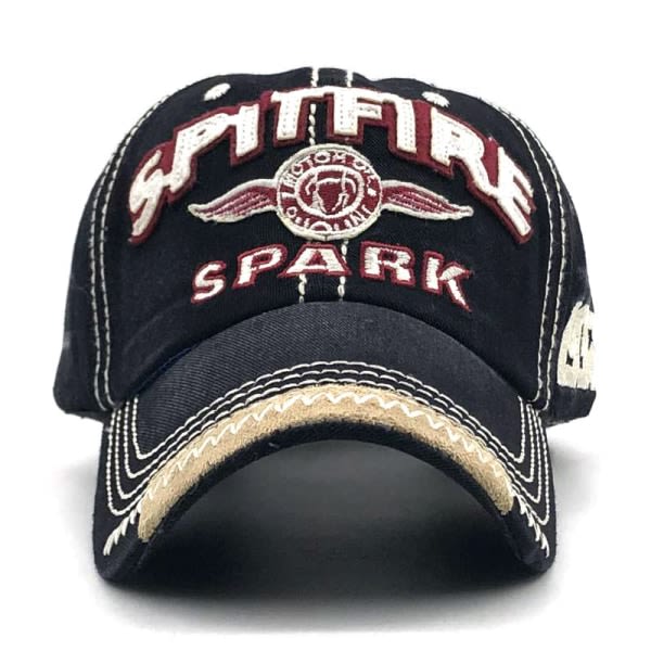 Distressed cap for herr Vintage lastbilshatt herr bomull broderad Snapback Casual cap unisex （svart）