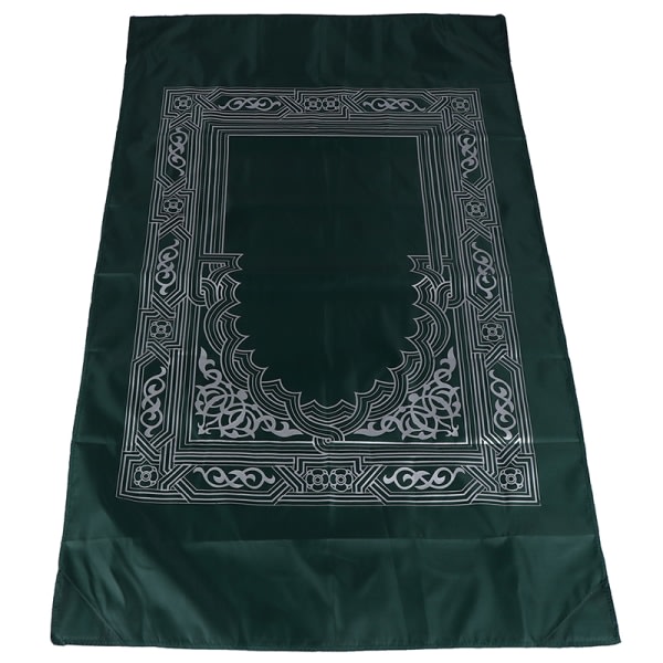 Muslimsk bönematta Bärbar flätad matta med kompass i påse Tr Mørkegrøn