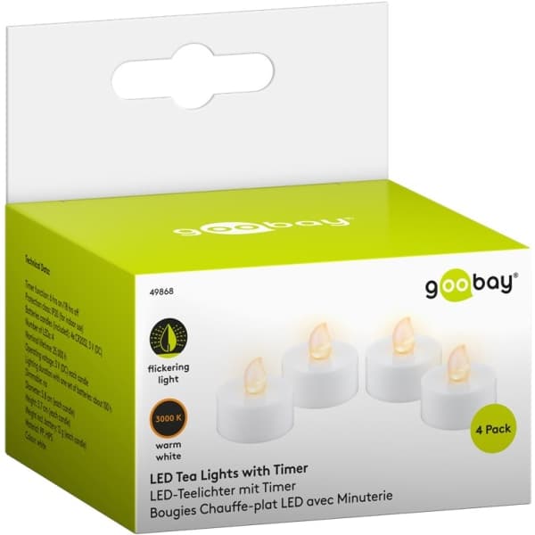 Sett med 4 LED-telys med timer
