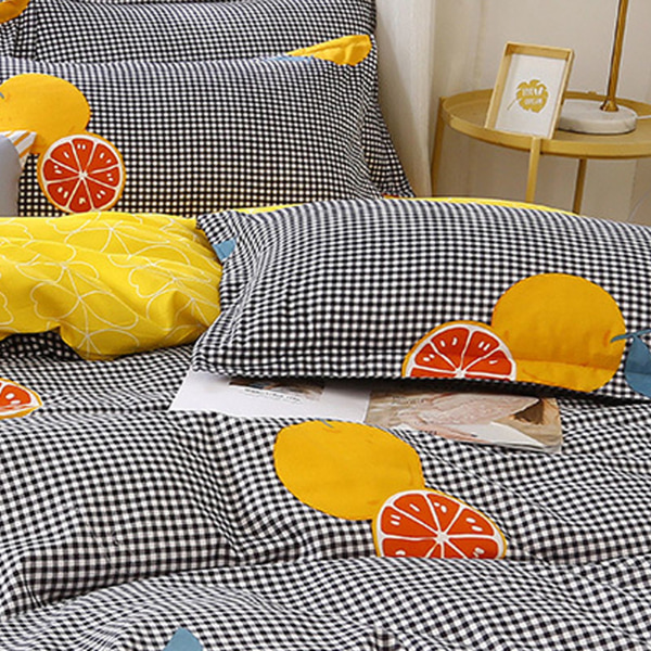 Sengesæt Miljøvenligt Lyse Levende Farver Højdensitet Polyester Fiber Sengesæt Fuldt til Sovesal Home Hotel Orange Era 1,8 meter seng (4 stk.)