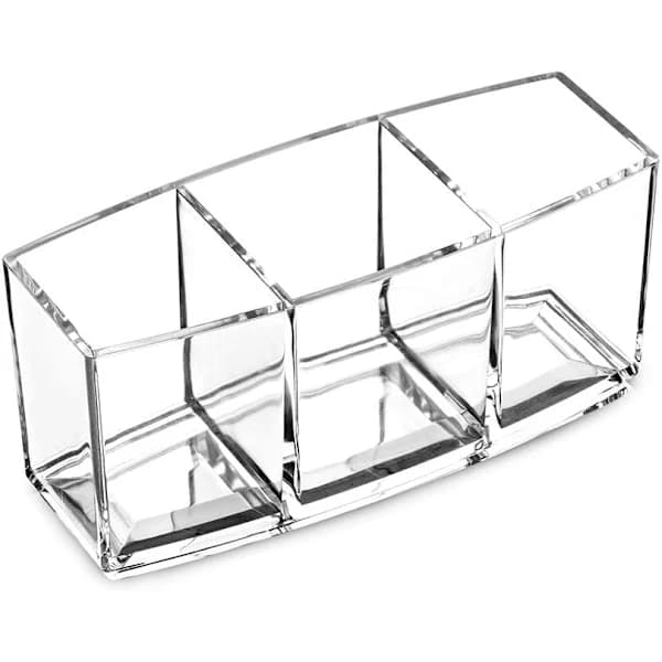 Kosmetikopbevaringsboks, 3 rum makeupbørsteholder