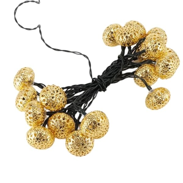 20LED Solcellelampe Globus Lysstreng Dekorationslys til Julefest Guld