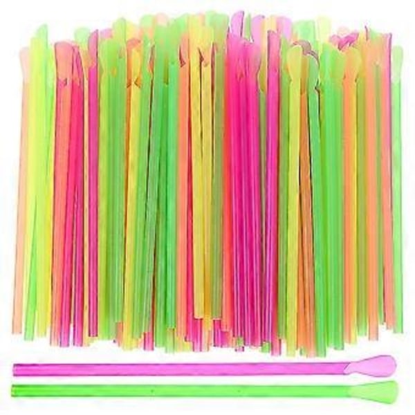 400 st Sked Sugrör Slushie Sugrör Sked Skopa Sugrör Engångs Dryckessugrör För Glasstrutar