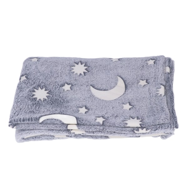 1,5x2m lysende tæppe dobbeltsidet flannel Star Moon Design blød glød i mørke tæppe til børn, grå