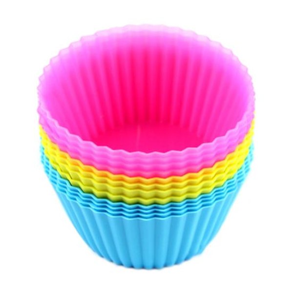 3/5/6/10/12 stk Myke Silikon Runde Kake Muffins Sjokolade Cupcake Liner Baking Cup Mold Matches the image 5PCS