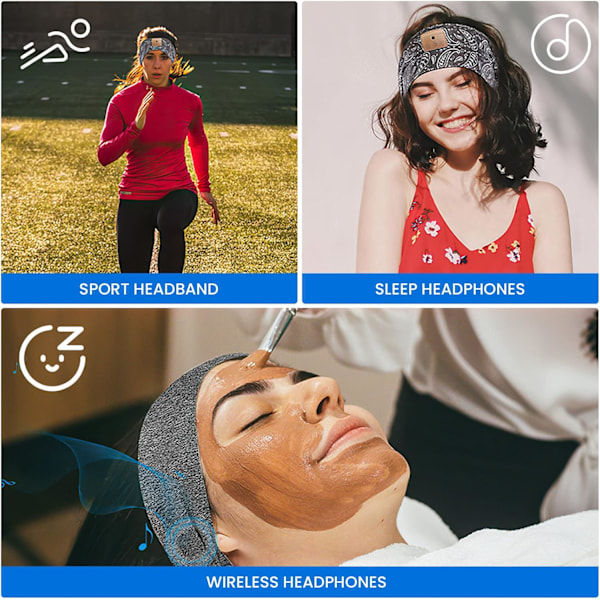 Søvnhodetelefoner Bluetooth-pannebånd, trådløse musikksovehodetelefoner for kvinner og menn.pa