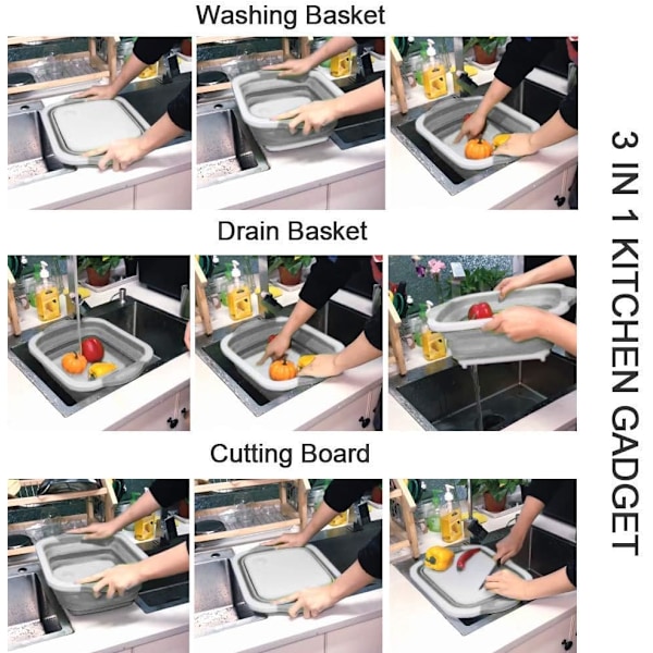 Foldbar multifunktionel campingvask, plastsilikon vask
