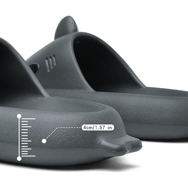 Herre- og damesandaler i hajform - sommer-sandaler med åben tå, skridsikre badesandaler til strand og pool med tyk sål Grå Gray 36/37