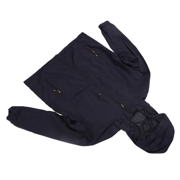 Herrejakke Mørkeblå Tynn Hurtigtørkende Teknisk Zip-jakke for utendørs turfiske