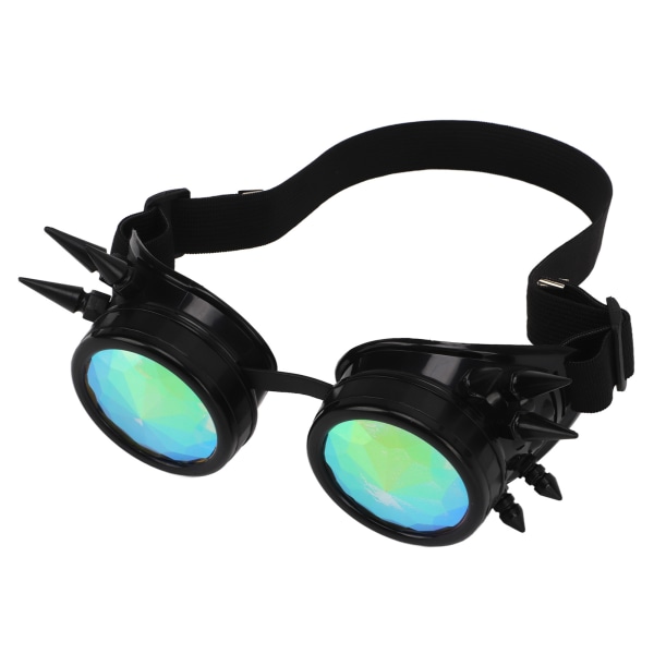 Steampunk Goggles Retro PC ABS med Elastisk Bånd Kalejdoskop Rave Glasses til Fest Sort