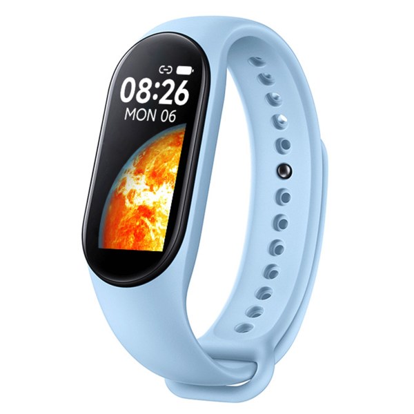 M7 Smart Armband Multifunktion Silikon Dynamisk Färg Storskärm Fitness Watch Band för Puls Sömnövervakning Blå