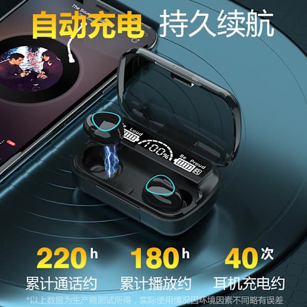 Wireless sport headphones with touch control, waterproof, LED display and Bluetooth