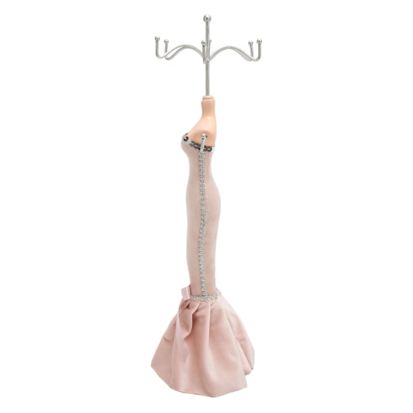 Mannekiinisormus ripustettava torni pitkä bodycon mekko olkaimeton mallinukke korvakoru näyttö torni vaaleanpunainen