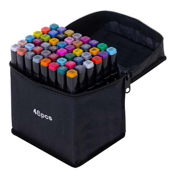 48-pack Markers with Case - Colouring Pens Double Sided Pens