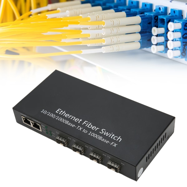 SFP Ethernet -kuitukytkin Jopa 120 km 4 optinen portti 2 sähköportti 10 100 1000 M Ethernet Fiber -lähetin-vastaanotin 100-240 V EU-pistoke