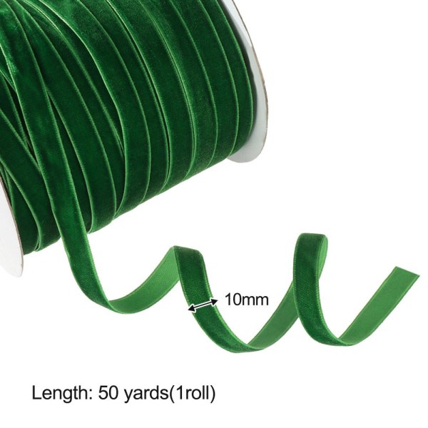 50 yards 10 mm fløyelsbånd flokket silkegrønt green