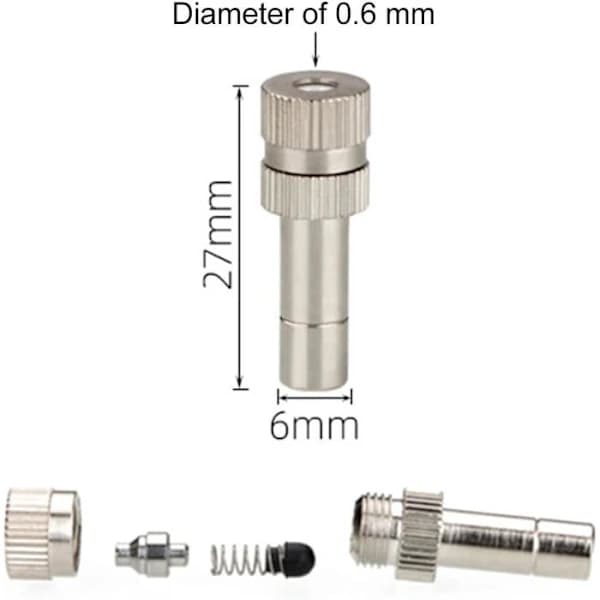 10 st 6 mm snabbkoppling trädgårdsdimmunstycken - 0,6 mm