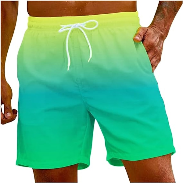 Herrshorts med dragsko - Shorts för män med fickor - Strandkläder - Herr - Herrgradienttryck - Strand Casual Byxor