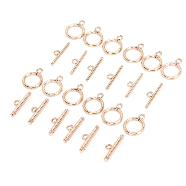 Rustfrit stål runde vippespænder T-bar låse til DIY halskæde smykker rosa guld