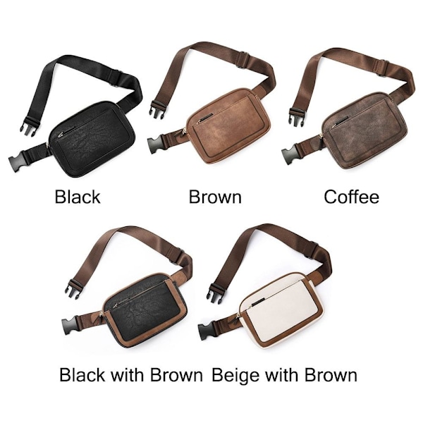 Kvinder PU læder bæltetaske Crossbody mavetaske Rejse skuldertasker Brown