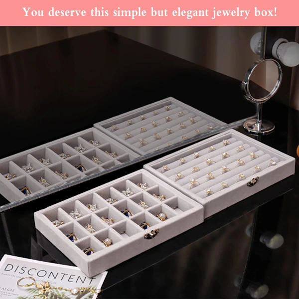 2 pcs Jewelry Tray Organizer, Stackable Jewelry Box Storage Box