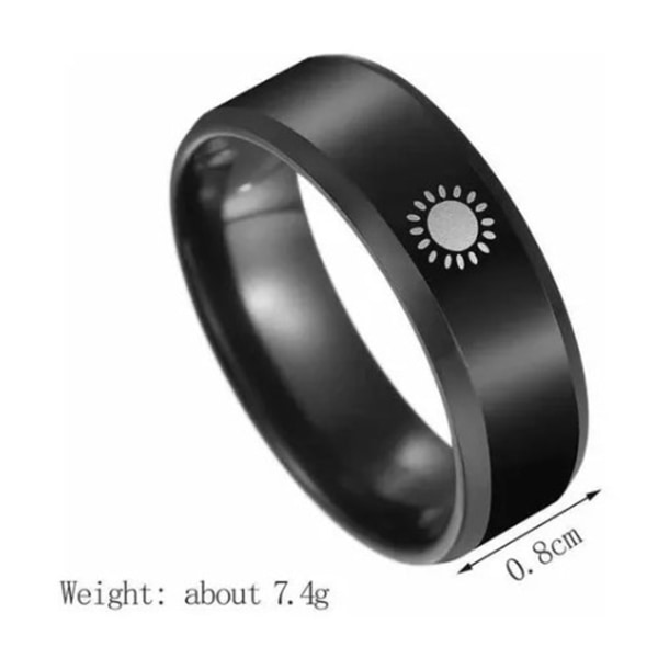 Ring Simple Sun Pattern Ti Steel Fade Resistant Finger Ring Smykker Gave til Venner Sort