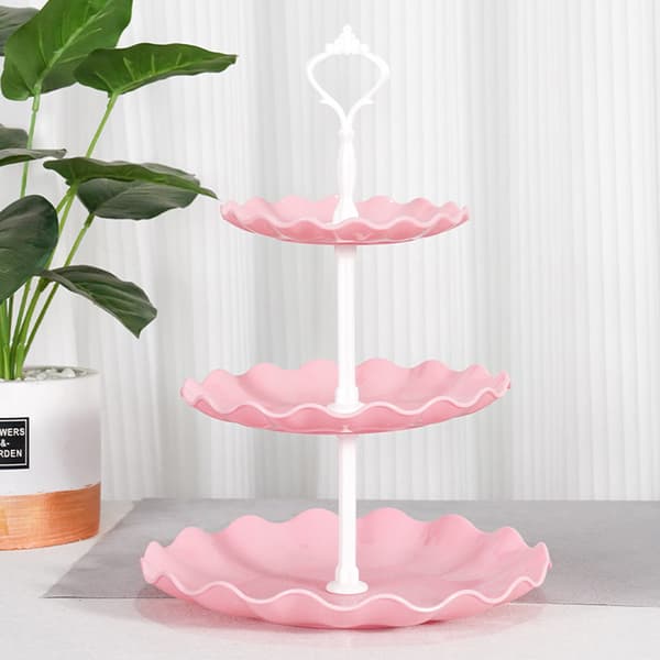 1 st Tårtställ Vit Plast Dessertbord Ställ Set 4 st 3 Vånings Cupcake Displayställ Kakbricka Rack Serveringsbricka Tårtdisplaytorn för Style 3