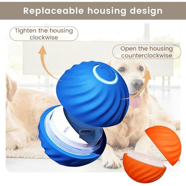 Paris Self-Rolling Ball for Dogs, Smart Self Moving Ball with 2 Modes Long Battery Life, Intelligent Teasing Cat Ball with Replaceable Shell
