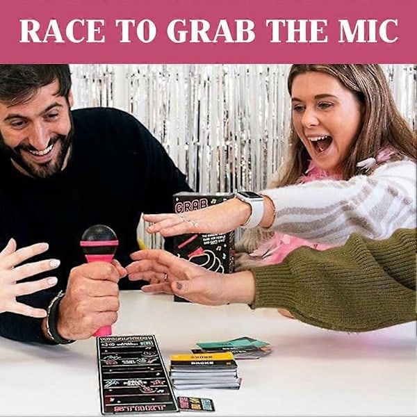 \"Grab the Mic Karaoke Game\" with Lyrics Cards, for 2-10 Players, Fun Board Game for Kids and Adults, Perfect for Parties and Birthdays（PA）