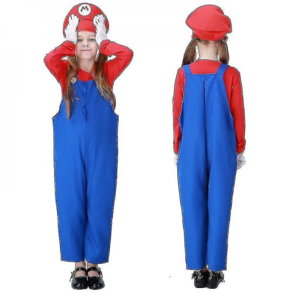 Barn Super Mario Kostym Cosplay Halloween Julfest Cosplay-c röd S