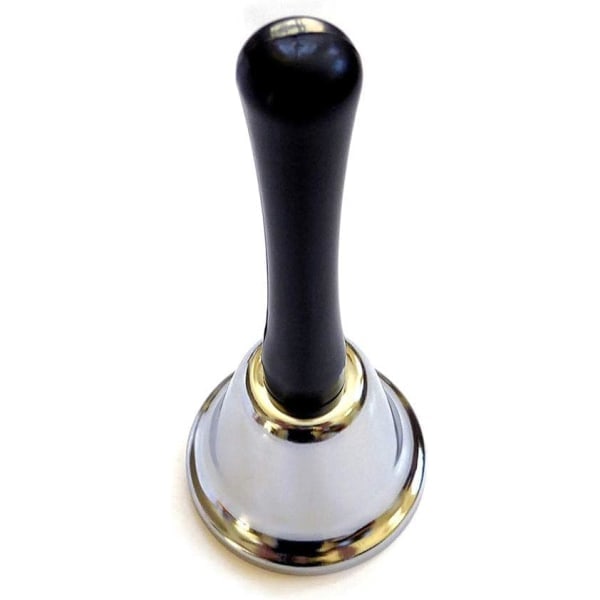 Handklocka i rostfritt stål, 14 cm hög klassisk silverfärgad handklocka receptionsklocka, handhållen hög klocka för bröllopsevenemangsdekoration