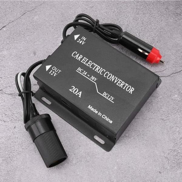 24V til 12V konverter - 20A bilspændingsreducerende strømkonverter aluminiumslegering step-down transformer