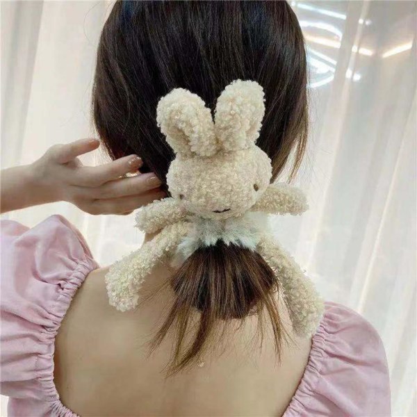 Hår Scrunchies Cute Bunny Elastiske Hårbånd Damemode Plyshår Tie Head Reb Hestehalehylster til Kvinder Piger