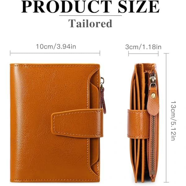 Pung, ægte læder, slank, damegave (brun) brun