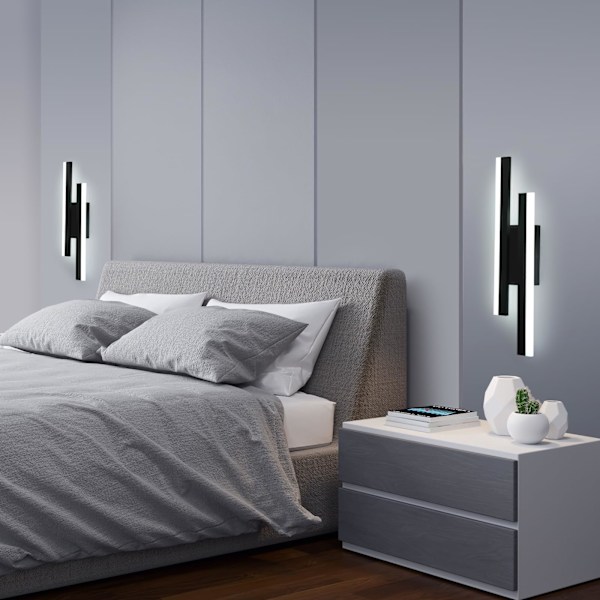 Vägglampa LED Modern Inredning, 16W Vägglampa LED, Kreativ Lång Parallell Vägglampa, Tre Färger 3000K/4000K/6000K, Svart, 50cm