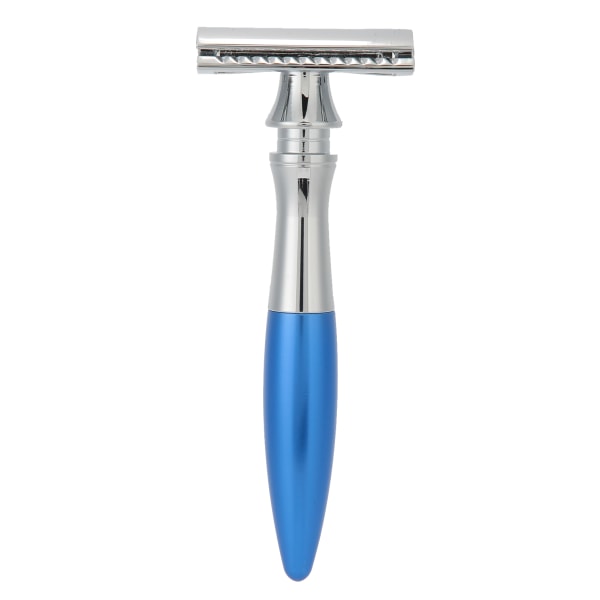 Barberkniv dobbeltkantet klinge Retro sikkerhedsbarberkniv rustfrit stål mænd Manuel barbermaskine Blå