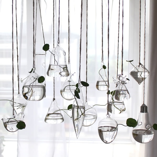 Koti ers Klart glas Blomma hängande vas Ball Terrarium Contai 16