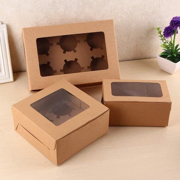 10-pack 6-håls kraftpappers cupcake-låda för tårta