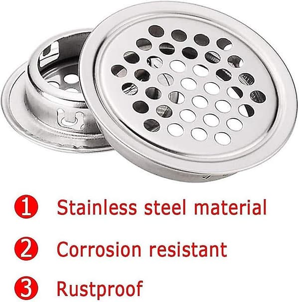 Ventilationsgitter 10 stk rustfrit stål luftventilationsgitter hul rustfrit stål rundt luftventilationsgitter til køkkenmøbler ventilationsudløb-4
