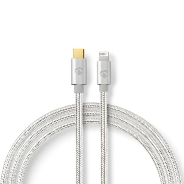 Lightning-kaapeli | USB 2.0 | Apple Lightning, 8-nastainen | USB-C™ Uros | 480 Mbps | Kullattu | 2,00 m | Pyöreä | Punottu / Nylon | Alumiini | Karton...