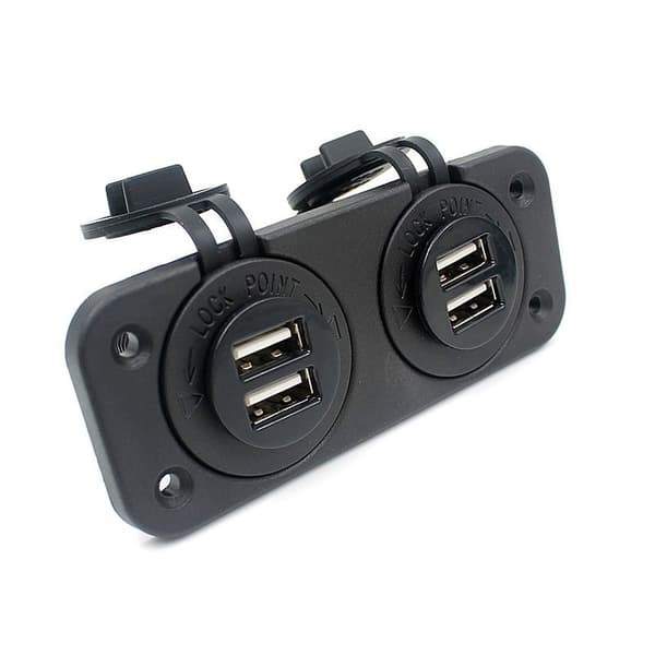 Ekstra stik til bil, båd, autocamper, 4xUSB 1A, 2,1A