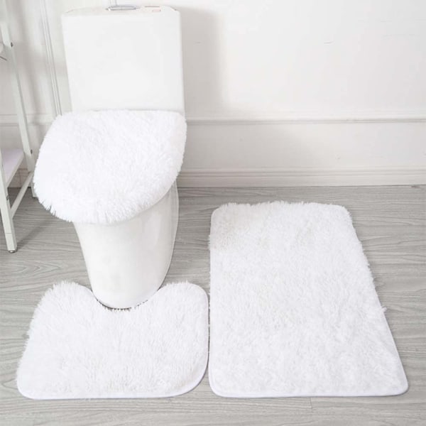 Set med 3 mattor + U-formad konturmatta + toalettlock (vit)