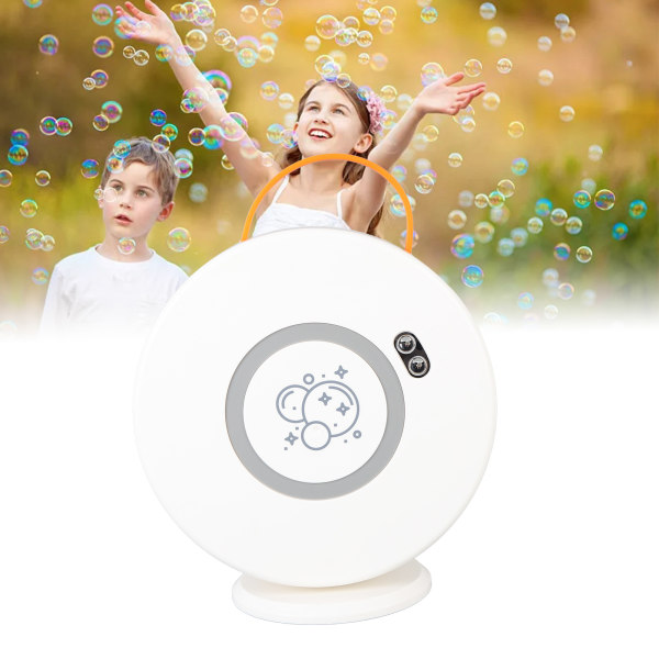 Automatisk rotation bubbelmaskin USB uppladdningsbar automatisk bubbelblåsare för barn Småbarn Inomhus Utomhus Födelsedagsfester Leksaker Vit