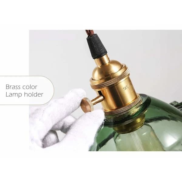 Grøn Retro Industriel E27 Loftlampe med Glasskærm grøn