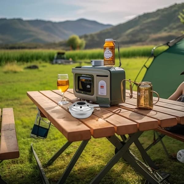Bærbart alkoholkomfur sæt med 2, Mini spritbrænder med vindskærm, Kompakt og robust til camping, backpacking, vandreture, sølv