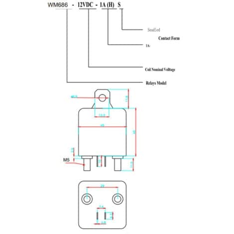 Starterrelæ solenoide 4 ben 12V 100A NO til plæneklipper, havetraktor, golfvogn.pa