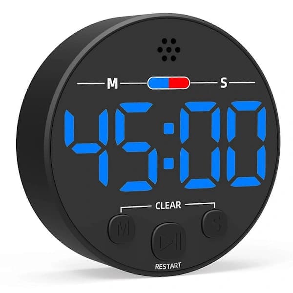 Visuell digital timer med LED-display – ideell for kjøkken, blå