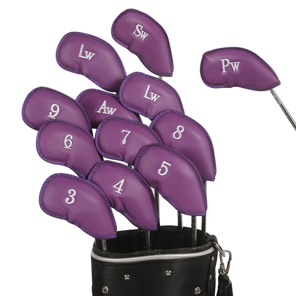 12 kpl golfin rautapäällinen set numeroilla Pehmeä suojaava golfpään cover Suojapäällinen kenttäharjoituksiin violetti
